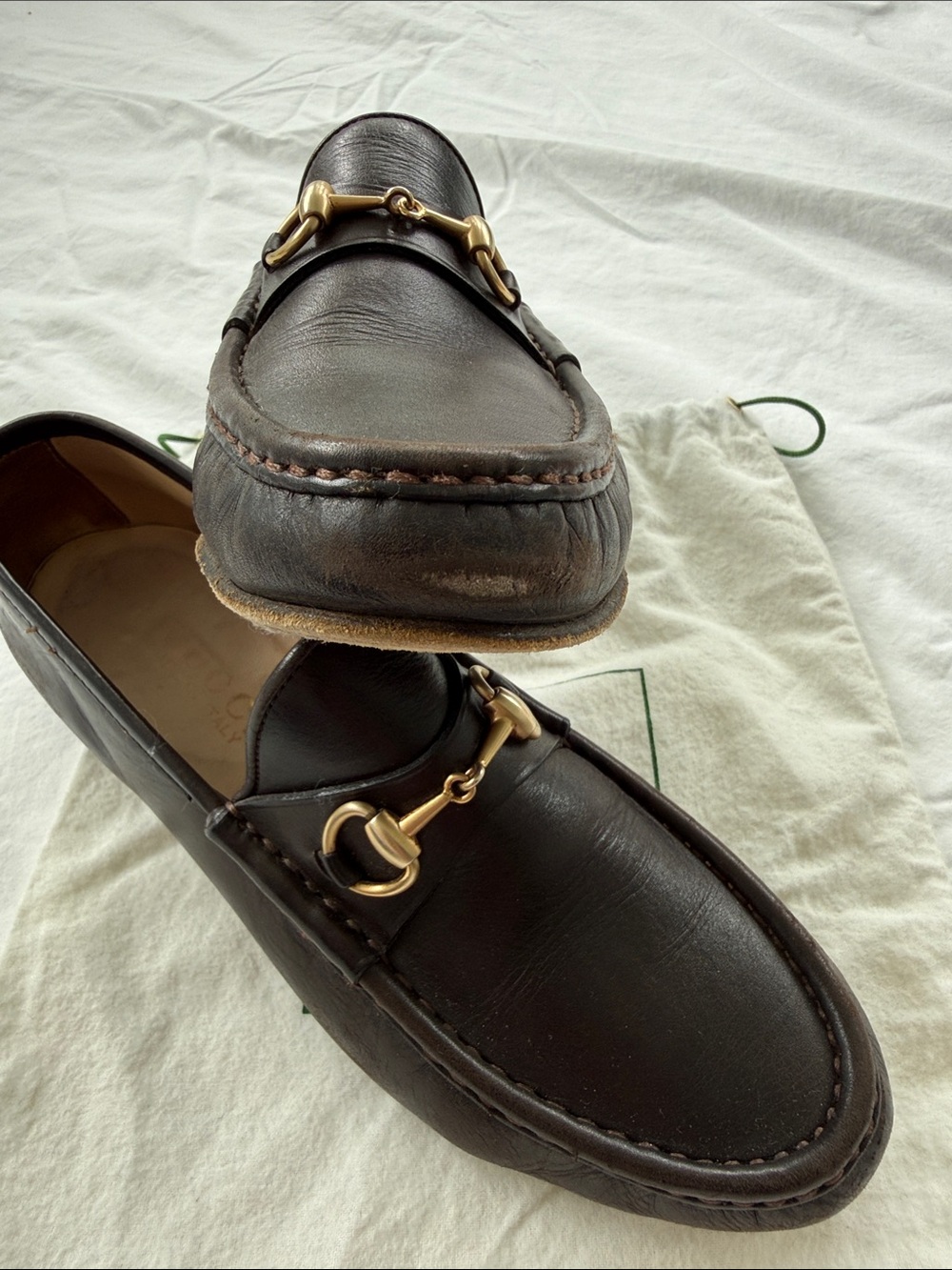 Gucci Vintage Women’s Brown Leather Horsebit Loafers - Picture 2 of 7